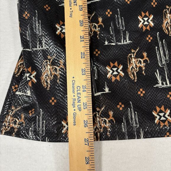 TWO 2 FLY Tank Top Saddle Buster Tank Western Print Brown Textured Knit - Picture 4 of 7